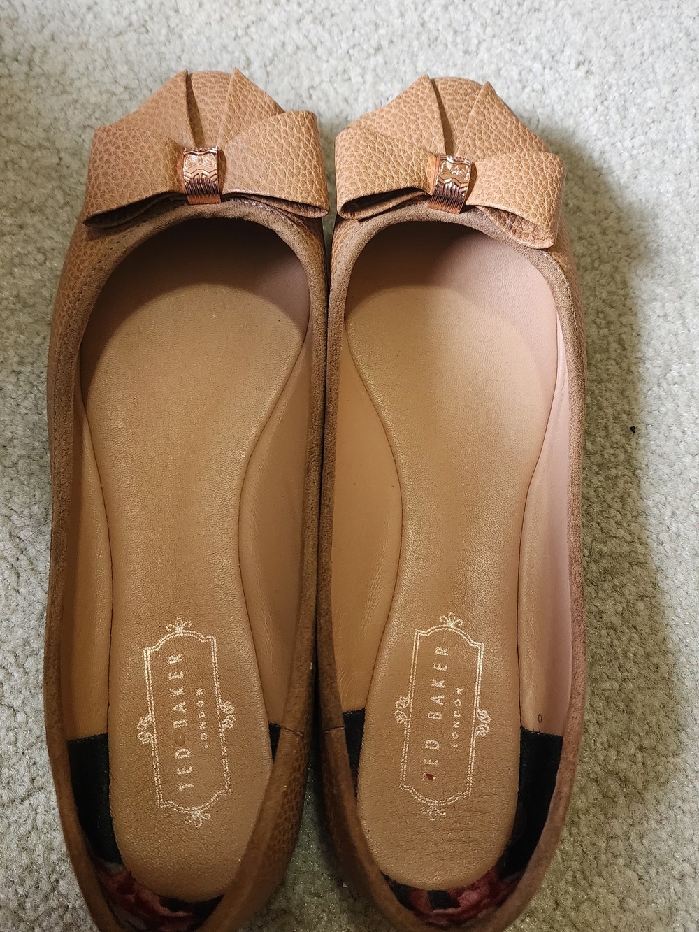 Ted Baker Peach-Tan Bow Ballet Flats
